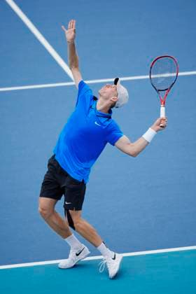 March 20, 2024, Miami Gardens, Florida, USA: Denis Shapovalov (Canada) serves against Luciano Darderi (Italy) during the first round of mens singles at the Miami Open tennis tournament. Shapovalov won the match 3-6, 7-6, 6-4. Miami Gardens USA - ZUMAd212 20240320_zsp_d212_002 Copyright: xRichardxDolex