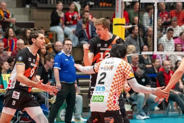 Jubek Saoo Saetalekar (Berlin Recycling Volleys, 12) GER, Baden VOLLEYS SSC Karlsruhe vs. Berlin Recycling Volleys Volleyball, Playoff Viertelfinale, Maenner, 20.03.2024 GER, Baden VOLLEYS SSC Karlsruhe vs. Berlin Recycling Volleys Volleyball, Playoff Viertelfinale, Maenner, 20.03.2024 Karlsruhe Copyright: xEibner-Pressefoto StefanxMayerx EP_SMR