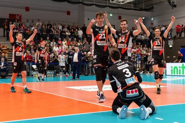 3:0 Sieg fuer Berlin Volleys GER, Baden VOLLEYS SSC Karlsruhe vs. Berlin Recycling Volleys Volleyball, Playoff Viertelfinale, Maenner, 20.03.2024 GER, Baden VOLLEYS SSC Karlsruhe vs. Berlin Recycling Volleys Volleyball, Playoff Viertelfinale, Maenner, 20.03.2024 Karlsruhe Copyright: xEibner-Pressefoto StefanxMayerx EP_SMR