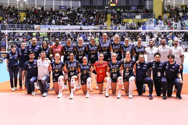 Reale Mutua Fenera Chieri Ã¢& x80;& x99;76 during Reale Mutua Fenera Chieri vs Viteos Neuchatel, Volleyball CEV Cup Women match in Turin, Italy, March 20 2024  Copyright: xNorbertoxMaccagno IPAxSportx xipx xx IPA_44494514 IPA_Agency_IPA44494514