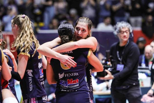 8 Kaja Grobelna (Reale Mutua Fenera Chieri Ã¢& x80;& x99;76) and 6 Avery Skinner (Reale Mutua Fenera Chieri Ã¢& x80;& x99;76) during Reale Mutua Fenera Chieri vs Viteos Neuchatel, Volleyball CEV Cup Women match in Turin, Italy, March 20 2024  Copyright: xNorbertoxMaccagno IPAxSportx xipx xx IPA_44494713 IPA_Agency_IPA44494713