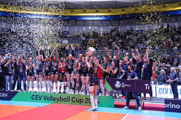 Volleyball CEV Cup Women match - Reale Mutua Fenera Chieri vs Viteos Neuchatel Reale Mutua Fenera Chieri Ã¢& x80;& x99;76 during Reale Mutua Fenera Chieri vs Viteos Neuchatel, Volleyball CEV Cup Women match in Turin, Italy, March 20 2024 Turin Italy  Copyright: xIPAxSport ABACAx