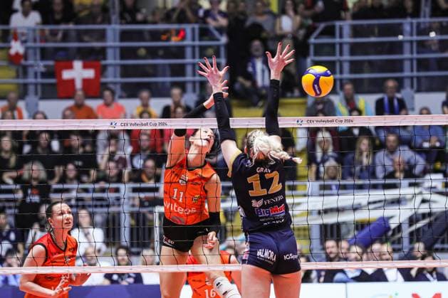 11 Jasmine Gross (Viteos Neuchatel UC) during Reale Mutua Fenera Chieri vs Viteos Neuchatel, Volleyball CEV Cup Women match in Turin, Italy, March 20 2024  Copyright: xNorbertoxMaccagno IPAxSportx xipx xx IPA_44497228 IPA_Agency_IPA44497228