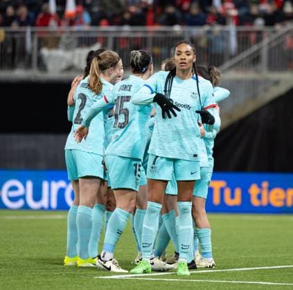 Fußball, Frauen, CL, SK Brann Bergen - FC Barcelona Bergen, Norway, March 20th 2024: Salma Paralluelo (7 Barcelona) celebrates after scoring during the UEFA Womens Champions League football match between Brann and Barcelona at Aasane Arena in Bergen, Norway. (Ane Frosaker SPP) Copyright: xAnexFrosakerx xSPPx spp-en-AnFrSp-_F_13175