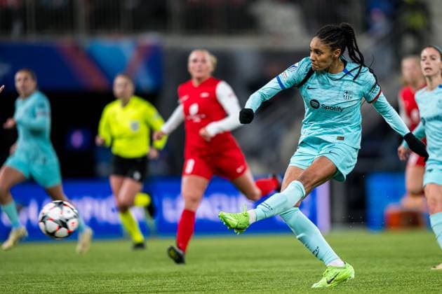 Fußball, Frauen, CL, SK Brann Bergen - FC Barcelona 240320 Salma Paralluelo of Barcelona during the UEFA Women s Champions League quarterfinal football match between Brann and Barcelona on March 20, 2024 in Bergen. Photo: Marius Simensen BILDBYRAN Cop 238 barcelona bbeng brann champions league dam football fotball fotboll kvartfinale quarter final tfk uefa women s champions league Copyright: MARIUSxSIMENSEN BB240320BB953