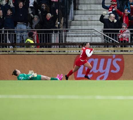 Sport Bilder des Tages Fußball, Frauen, CL, SK Brann Bergen - FC Barcelona Bergen, Norway, March 20th 2024: Cecilie Kvamme (2 Brann) celebrates after scoring during the UEFA Womens Champions League football match between Brann and Barcelona at Aasane Arena in Bergen, Norway. (Ane Frosaker SPP) Copyright: xAnexFrosakerx xSPPx spp-en-AnFrSp-_F_24837