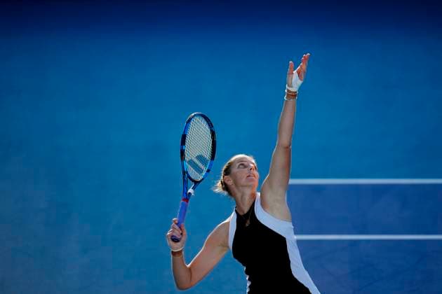 March 20, 2024, Miami, Florida, USA: Karolina Pliskova (Czech Republic) serving against Donna Vekic (Croatia) during the first round of womenÃ¢â‚¬â ¢s singles at the Miami Open tennis tournament. Miami USA - ZUMAd212 20240320_zsp_d212_055 Copyright: xRichardxDolex