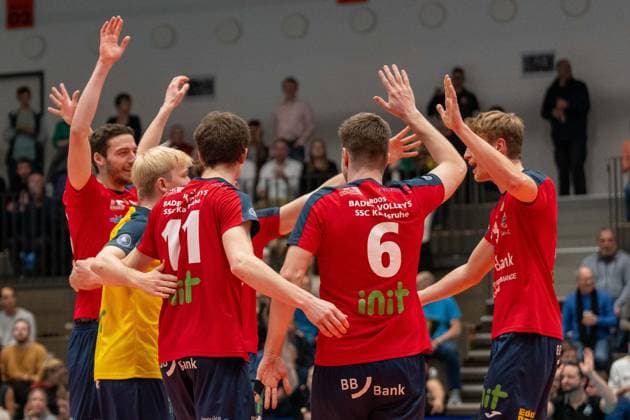 Jubel Berlin, GER, Volleyball, Playoff Viertelfinale, Maenner, Baden VOLLEYS SSC Karlsruhe vs. Berlin Recycling Volleys, 20.03.2024, GER, Volleyball, Playoff Viertelfinale, Maenner, Baden VOLLEYS SSC Karlsruhe vs. Berlin Recycling Volleys, 20.03.2024 Karlsruhe Copyright: xEibner-Pressefoto StefanxMayerx EP_SMR