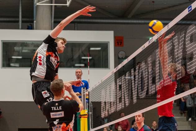 Angriff Saoo Saetalekar (Berlin Recycling Volleys, 12), GER, Volleyball, Playoff Viertelfinale, Maenner, Baden VOLLEYS SSC Karlsruhe vs. Berlin Recycling Volleys, 20.03.2024, GER, Volleyball, Playoff Viertelfinale, Maenner, Baden VOLLEYS SSC Karlsruhe vs. Berlin Recycling Volleys, 20.03.2024 Karlsruhe Copyright: xEibner-Pressefoto StefanxMayerx EP_SMR