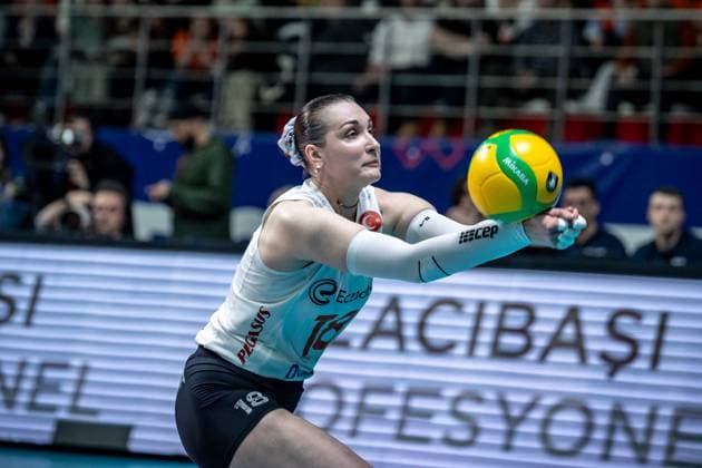 776121898 Irina Voronkova of Eczacibasi Dynavit in action during the match. Eczacibasi Dynavit and Imoco Volley Conegiano faced each other in the CEV Women™s Champions League Volley Semifinal game 2, the match took place at Istanbul Burhan Felek Vestel Volleyball Hall on March 20, 2024 Istanbul Istanbul Turkey Copyright: xYagizxGurtugx