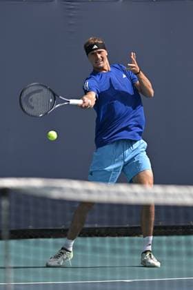 MIAMI GARDENS, FL - MARCH 21: Alexander Zverev (Germany) is seen during practice during the Miami Open on March 21, 2024, at Hard Rock Stadium in Miami Gardens, FL. (Photo by Michele Eve Sandberg Icon Sportswire) TENNIS: MAR 21 Miami Open EDITORIAL USE ONLY Icon240321028