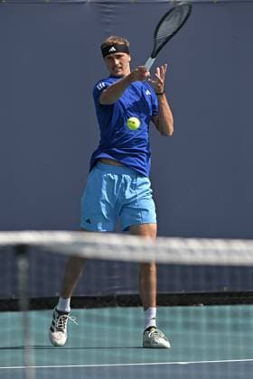 MIAMI GARDENS, FL - MARCH 21: Alexander Zverev (Germany) is seen during practice during the Miami Open on March 21, 2024, at Hard Rock Stadium in Miami Gardens, FL. (Photo by Michele Eve Sandberg Icon Sportswire) TENNIS: MAR 21 Miami Open EDITORIAL USE ONLY Icon240321031
