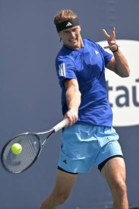 MIAMI GARDENS, FL - MARCH 21: Alexander Zverev (Germany) is seen during practice during the Miami Open on March 21, 2024, at Hard Rock Stadium in Miami Gardens, FL. (Photo by Michele Eve Sandberg Icon Sportswire) TENNIS: MAR 21 Miami Open EDITORIAL USE ONLY Icon240321048