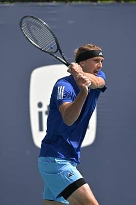 MIAMI GARDENS, FL - MARCH 21: Alexander Zverev (Germany) is seen during practice during the Miami Open on March 21, 2024, at Hard Rock Stadium in Miami Gardens, FL. (Photo by Michele Eve Sandberg Icon Sportswire) TENNIS: MAR 21 Miami Open EDITORIAL USE ONLY Icon240321050