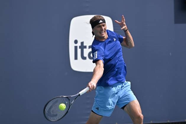MIAMI GARDENS, FL - MARCH 21: Alexander Zverev (Germany) is seen during practice during the Miami Open on March 21, 2024, at Hard Rock Stadium in Miami Gardens, FL. (Photo by Michele Eve Sandberg Icon Sportswire) TENNIS: MAR 21 Miami Open EDITORIAL USE ONLY Icon240321053