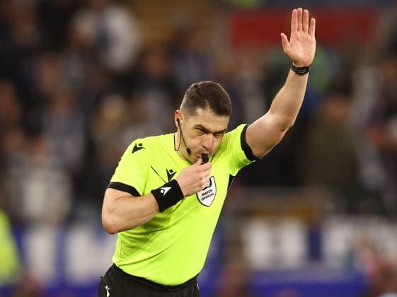 Cardiff, Wales, 21st March 2024. Referee Istvan Kovacs during the UEFA European Championship, EM, Europameisterschaft Qualifying match at the Cardiff City Stadium, Cardiff. Picture credit should read: Simon Bellis Sportimage EDITORIAL USE ONLY. No use with unauthorised audio, video, data, fixture lists, club league logos or live services. Online in-match use limited to 120 images, no video emulation. No use in betting, games or single club league player publications. SPI-3026-0089