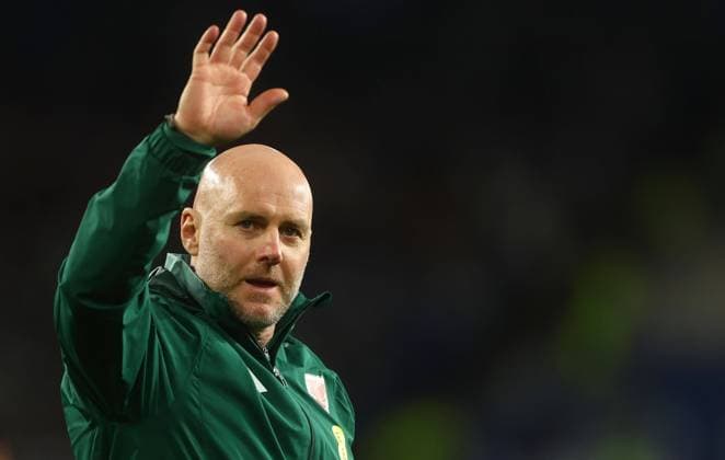 Wales manager Rob Page waves to the fans at full time Wales v Finland, UEFA European Championship, EM, Europameisterschaft 2024 Qualifying, Play Offs, Semi Final, Football, Cardiff City Stadium, Cardiff, UK - 21 Mar 2024 EDITORIAL USE ONLY No use with unauthorised audio, video, data, fixture lists, club league logos or live services. Online in-match use limited to 120 images, no video emulation. No use in betting, games or single club league player publications. Copyright: xKieranxMcManus Shutterstockx 14395710fh