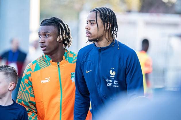 Fußball, U21 Länderspiel, Frankreich - Elfenbeinküste Bradley Barcola (Equipe de France U21, U 21 FOOTBALL : France U21 vs Cote dÂ’Ivoire U21 - Amical international - 22 03 2024 BaptisteAutissier Panoramic 