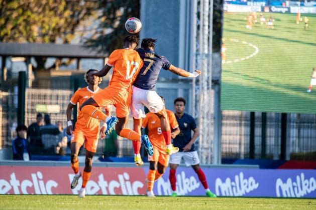 Fußball, U21 Länderspiel, Frankreich - Elfenbeinküste Elye Wahi (Equipe de France U21, U 21 FOOTBALL : France U21 vs Cote dÂ’Ivoire U21 - Amical international - 22 03 2024 BaptisteAutissier Panoramic 