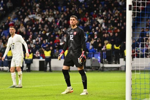 Friendly match between the Russian and Serbian football teams. VTB Arena (Dynamo) Moscow March 21, 2024. On the picture: Djordje Petrovic Photo: Pavel Kashaev. PavelxKashaev