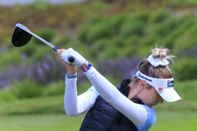 March 22, 2024, Palos Verdes, California, USA: Nelly Korda tees off during Round 2 of the Fir Hills Seri Pak Championship on Friday March 22, 2024 at the Palos Verdes Golf Club in Palos Verdes, California. ARIANA RUIZ PI Palos Verdes U.S - ZUMAp124 20240322_zaa_p124_008 Copyright: xArianaxRuizx