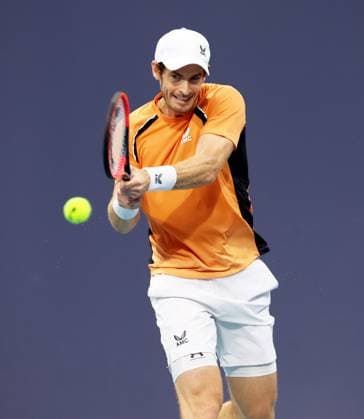 March 22, 2024, Miami Gardens, Florida, United States Of America: MIAMI GARDENS, FLORIDA - MARCH 22: Andy Murray of the United Kingdom hits a shot against TomoÂ¡s MartoÂ­n Etcheverry of Argentina during their match on day 7 of the Miami Open at Hard Rock Stadium on March 22, 2024 in Miami Gardens, Florida....People: Andy Murray Miami Gardens United States Of America - ZUMAs214 20240322_ada_s214_088 Copyright: xSMGx