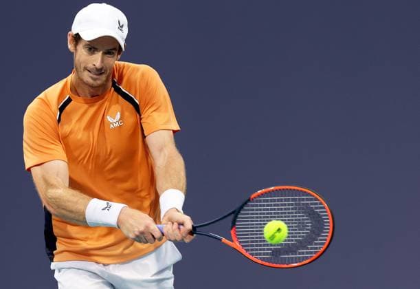 March 22, 2024, Miami Gardens, Florida, United States Of America: MIAMI GARDENS, FLORIDA - MARCH 22: Andy Murray of the United Kingdom hits a shot against TomoÂ¡s MartoÂ­n Etcheverry of Argentina during their match on day 7 of the Miami Open at Hard Rock Stadium on March 22, 2024 in Miami Gardens, Florida....People: Andy Murray Miami Open Presented by Itau 2024 - Day 7  - ZUMAs214 20240322_ada_s214_127 Copyright: xSMGx