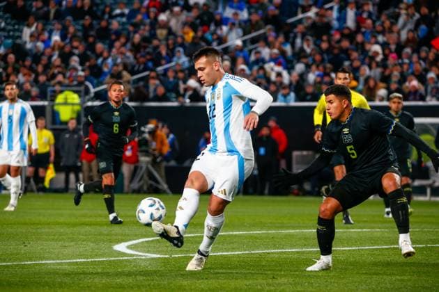 March 22, 2024, Harrison, Nj, United States: Lautaro Martinez of Argentina during a match against El Salvador in an International Friendly, Länderspiel, Nationalmannschaft match at the Lincoln Financial Field in Philadelphia in the United States on the night of this Friday, 22nd. Harrison United States - ZUMAv122 20240322_aap_v122_024 Copyright: xWilliamxVolcovx