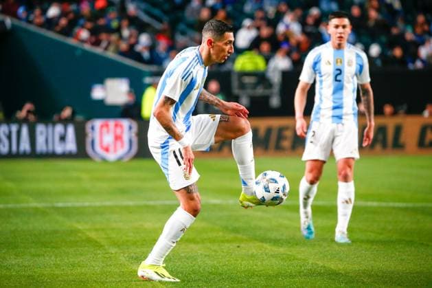 March 22, 2024, Harrison, Nj, United States: ngel Di MaroÂ­a of Argentina during a match against El Salvador in an International Friendly, Länderspiel, Nationalmannschaft match at the Lincoln Financial Field in Philadelphia in the United States on the night of this Friday, 22nd. Harrison United States - ZUMAv122 20240322_aap_v122_033 Copyright: xWilliamxVolcovx