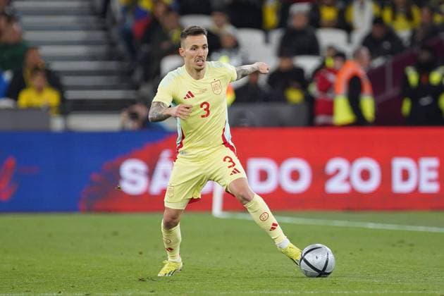 Alejandro Grimaldo of Spain during the international match, Länderspiel, Nationalmannschaft between Spain and Colombia at the London Stadium, Olympic Park, London, England on 22 March 2024. Copyright: xCharliexCarterx PMI-6158-0054