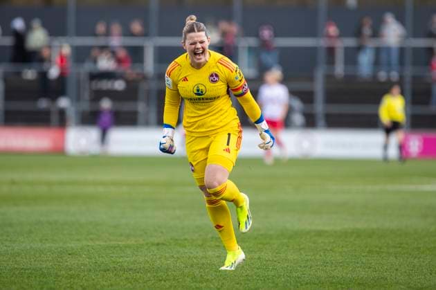 GOOGLE PIXEL Frauen-Bundesliga: 1. FC Köln - 1. FC Nürnberg, 23.03.2024 Lea Paulick (1. FC Nürnberg, 1) freut sich über das Tor. GOOGLE PIXEL Frauen-Bundesliga, 1. FC Köln - 1. FC Nürnberg, 17. Spieltag, am 23.03.2024, Franz-Kremer-Stadion, Köln DFL regulations prohibit any use of photographs as image sequences and or quasi-video Copyright: xBEAUTIFULxSPORTS Meuselx