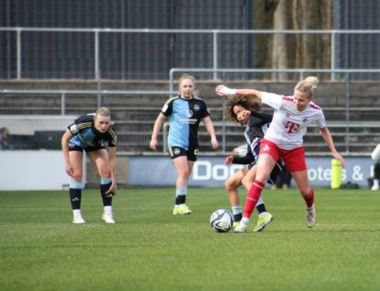 23.03.2024, xgrfx, Fussball 1.Bundesliga Damen, 1.FC Köln Frauen - 1.FC Nürnberg emspor, v.l. Amira Arfaoui (1.FC Nürnberg), Celina Degen (1.FC Köln) (DFL DFB REGULATIONS PROHIBIT ANY USE OF PHOTOGRAPHS as IMAGE SEQUENCES and or QUASI-VIDEO) Köln
