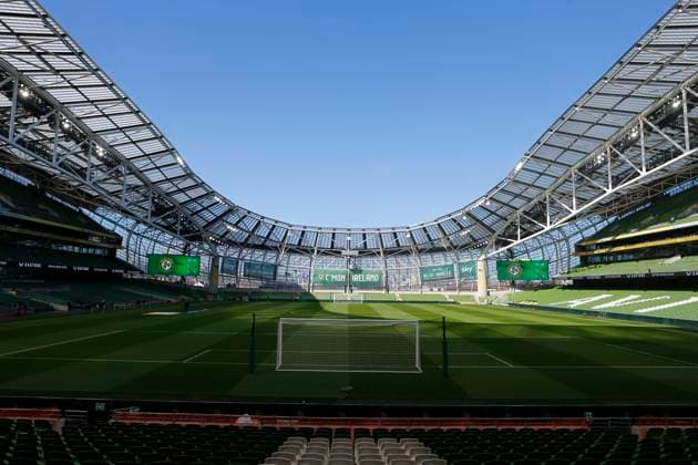 23rd March 2024; Aviva Stadium, Dublin, Ireland; International Football Friendly, Republic of Ireland versus Belgium; A view of the Aviva Stadium pitch prior to kickoff  ActionPlus12620862 PeterxFitzpatrick