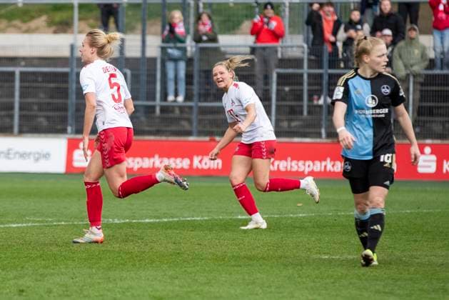 GOOGLE PIXEL Frauen-Bundesliga: 1. FC Köln - 1. FC Nürnberg, 23.03.2024 Celina Degen (1. FC Köln, 5) bejubelt ihr Tor zum 3:2. GOOGLE PIXEL Frauen-Bundesliga, 1. FC Köln - 1. FC Nürnberg, 17. Spieltag, am 23.03.2024, Franz-Kremer-Stadion, Köln DFL regulations prohibit any use of photographs as image sequences and or quasi-video Copyright: xBEAUTIFULxSPORTS Meuselx
