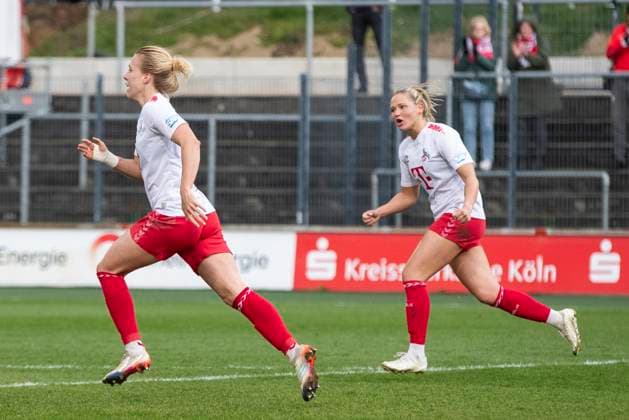 GOOGLE PIXEL Frauen-Bundesliga: 1. FC Köln - 1. FC Nürnberg, 23.03.2024 Celina Degen (1. FC Köln, 5) bejubelt ihr Tor zum 3:2. GOOGLE PIXEL Frauen-Bundesliga, 1. FC Köln - 1. FC Nürnberg, 17. Spieltag, am 23.03.2024, Franz-Kremer-Stadion, Köln DFL regulations prohibit any use of photographs as image sequences and or quasi-video Copyright: xBEAUTIFULxSPORTS Meuselx
