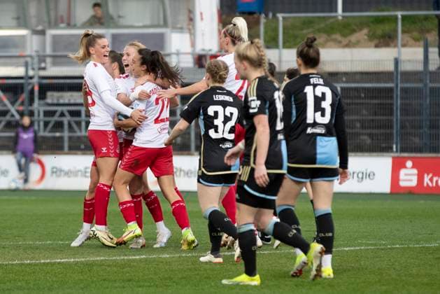GOOGLE PIXEL Frauen-Bundesliga: 1. FC Köln - 1. FC Nürnberg, 23.03.2024 Jubel nach Tor zum 3:3. GOOGLE PIXEL Frauen-Bundesliga, 1. FC Köln - 1. FC Nürnberg, 17. Spieltag, am 23.03.2024, Franz-Kremer-Stadion, Köln DFL regulations prohibit any use of photographs as image sequences and or quasi-video Copyright: xBEAUTIFULxSPORTS Meuselx