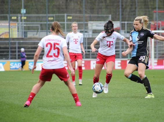23.03.2024, xgrfx, Fussball 1.Bundesliga Damen, 1.FC Köln Frauen - 1.FC Nürnberg emspor, v.l. Manjou Wilde (1.FC Köln) (DFL DFB REGULATIONS PROHIBIT ANY USE OF PHOTOGRAPHS as IMAGE SEQUENCES and or QUASI-VIDEO) Köln