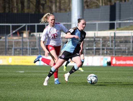 23.03.2024, xgrfx, Fussball 1.Bundesliga Damen, 1.FC Köln Frauen - 1.FC Nürnberg emspor, v.l. Janina Hechler (1.FC Köln), Vanessa Haim (1.FC Nürnberg) (DFL DFB REGULATIONS PROHIBIT ANY USE OF PHOTOGRAPHS as IMAGE SEQUENCES and or QUASI-VIDEO) Köln