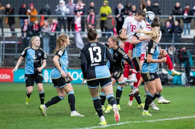 GOOGLE PIXEL Frauen-Bundesliga: 1. FC Köln - 1. FC Nürnberg, 23.03.2024 Martyna Wiankowska (1. FC Köln, 26) mit einer Kopfballchance. GOOGLE PIXEL Frauen-Bundesliga, 1. FC Köln - 1. FC Nürnberg, 17. Spieltag, am 23.03.2024, Franz-Kremer-Stadion, Köln DFL regulations prohibit any use of photographs as image sequences and or quasi-video Copyright: xBEAUTIFULxSPORTS Meuselx