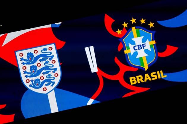 23rd March 2024; Wembley Stadium, London, England; International Football Friendly, England versus Brazil; The big screen shows a match graphic  ActionPlus12621250 GrahamxWilson