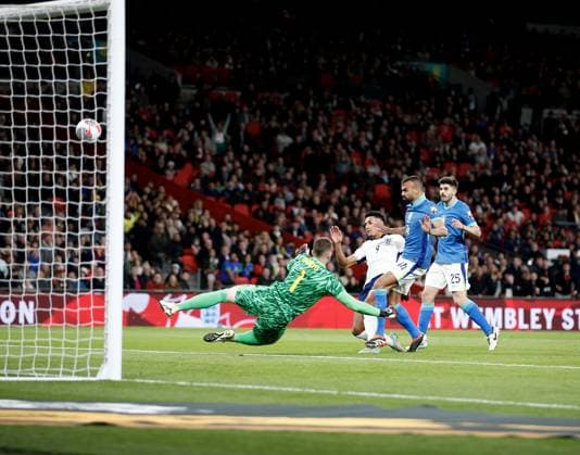 Ollie Watkins misses a great chance for England in the 1st half England v Brazil, International Football Friendly, Wembley Stadium, Wembley, London, UK - 23 03 2024 Editorial use only  Copyright: xMattxImpey Shutterstockx 14399525n
