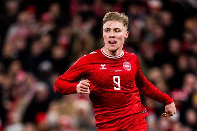 240323 Rasmus Hojlund of Denmark during the International Friendly, Länderspiel, Nationalmannschaft football match between Denmark and Switzerland on March 23, 2024 in Copenhagen. Photo: Petter Arvidson BILDBYRAN kod PA PA0782 fotboll football soccer fotball träningslandskamp international friendly danmark denmark schweiz switzerland bbeng Copyright: PETTERxARVIDSON BB240323PA037