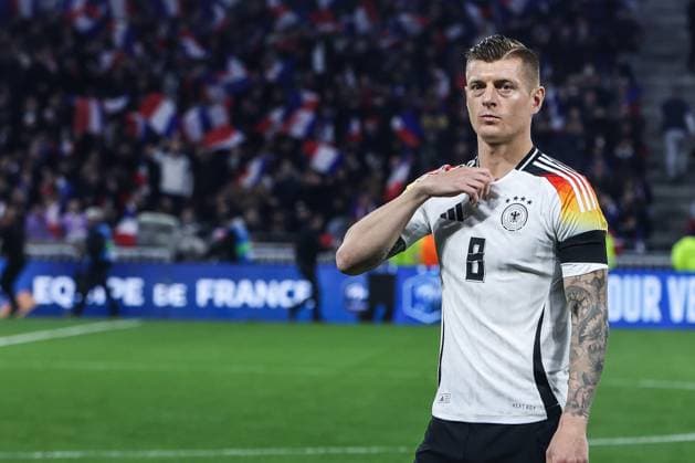 Fussball, UEFA Länderspiel Saison 2023 24 Freundschaftsspiel Frankreich - Deutschland 23.03.2024, Groupama Stadium Lyon Toni Kroos (Deutschland, 8) Lyon Groupama Stadium Frankreich