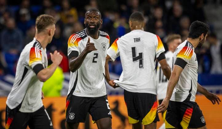 Lyon, France. 23rd Mar 2024. Antonio Rüdiger (Deutschland) Joshua Kimmich (Deutschland) Jonathan Tah (Deutschland) Ilkay Gündogan (Deutschland) Frankreich - Deutschland France - Germany 23.03.2024