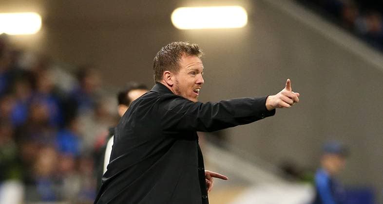 Lyon , Fußball Länderspiel Frankreich vs. Deutschland , Bundestrainer Julian Nagelsmann (Deutschland) Gemäß den Vorgaben des DFB Deutscher Fußball Bund ist es untersagt, in dem Stadion und oder vom Spiel angefertigte Fotoaufnahmen in Form von Sequenzbildern und oder videoähnlichen Fotostrecken zu verwerten bzw. verwerten zu lassen.