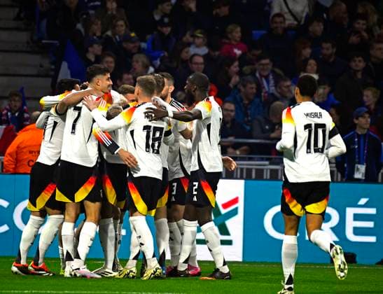 23.03.2024, Fussball Nationalteams Freundschaftsspiele 2024, Frankreich - Deutschland, im Groupama Stadium (Lyon, Frankreich). Torjubel Deutschland