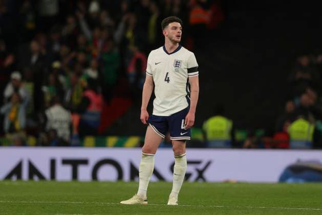 England v Brazil International Friendly, Länderspiel, Nationalmannschaft Declan Rice of England look dejected after his side concedes it?s 1st goal during the International Friendly match at Wembley Stadium, London Copyright: xPaulxChestertonx FIL-19870-0090 UK Newspapers OUT