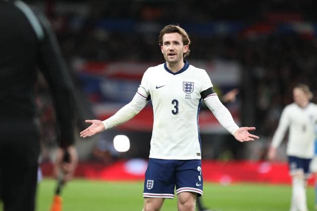Ben Chilwell of England complains to the linesman during the International Friendly, Länderspiel, Nationalmannschaft match between England and Brazil at Wembley Stadium, London, England on 23 March 2024. Copyright: xJoshuaxSmithx 40230025