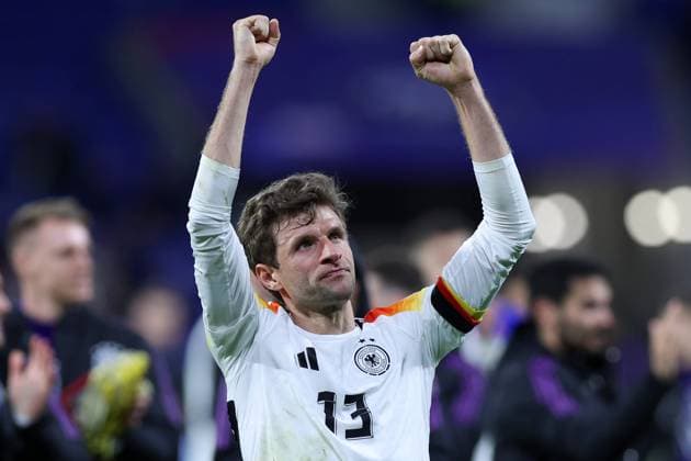 Fußball Länderspiel Frankreich - Deutschland am 23.03.2024 im Groupama Stadium in Lyon Thomas Müller ( Deutschland ) DFB regulations prohibit any use of photographs as image sequences and or quasi-video.