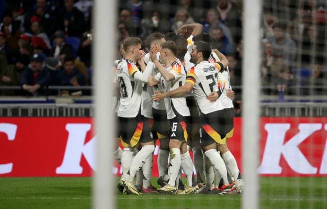 23.03.2024, Fussball Nationalteams Freundschaftsspiele 2024, Frankreich - Deutschland, im Groupama Stadium (Lyon, Frankreich). Torjubel Deutschland.
